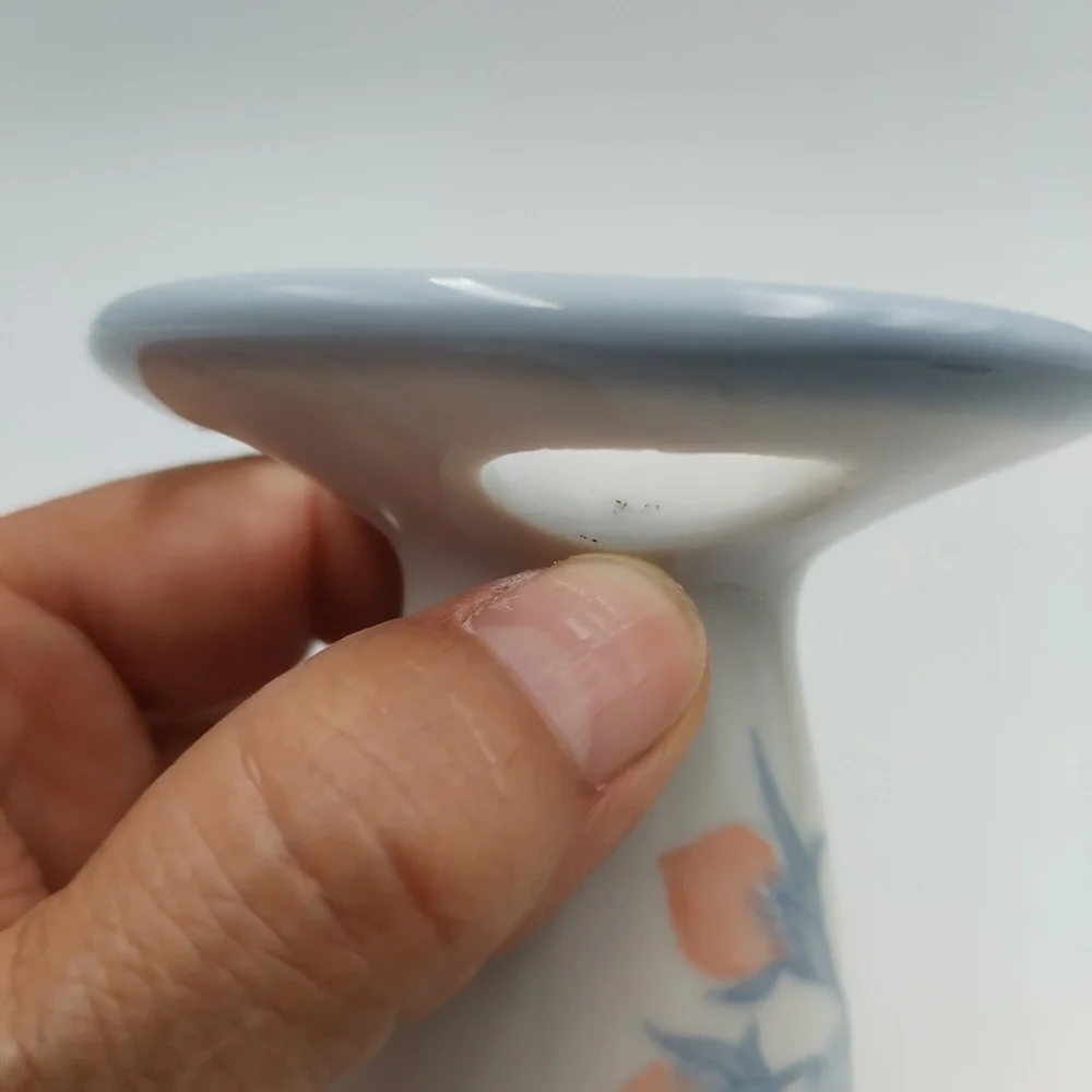 Vintage‎ Ceramic Toothbrush Holder Retro Floral Peach Blue 4 Slot Bathroom